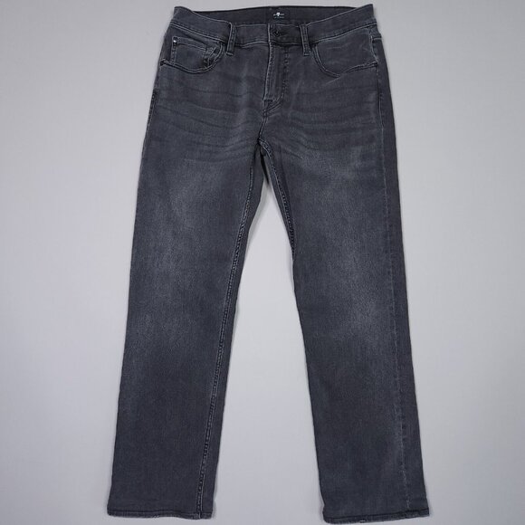 7 For All Mankind The Straight Leg Distressed Stretch Grunge Punk Emo Jean 32x30 - Picture 2 of 13